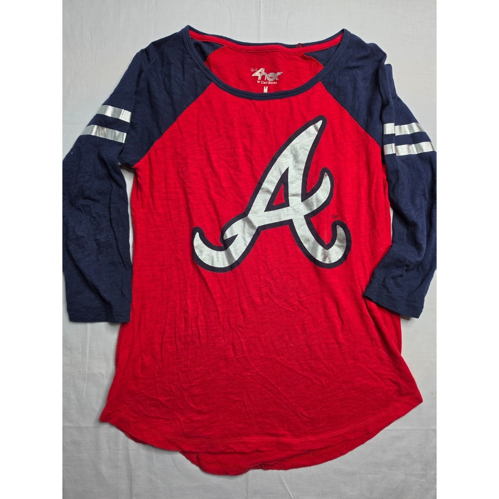 G-III 4Her by Carl Banks Atlanta Braves Baseball Shirt Womens Medium Red Graphic